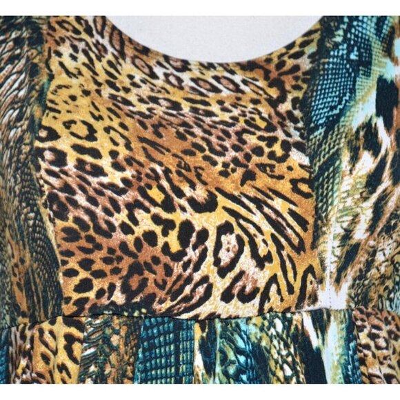 Lennie for Nina Leonard Mixed Animal Print Midi Dress Size S Empire Waist Comfy - Picture 3 of 9